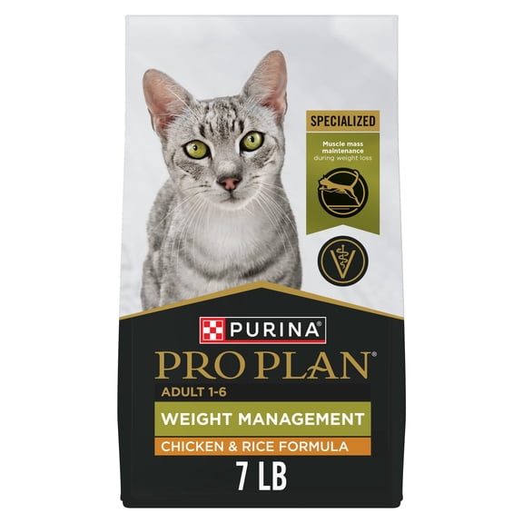 Purina Pro Plan Weight Management Chicken and Rice Adult Formula Dry Cat Food, 7 lb.