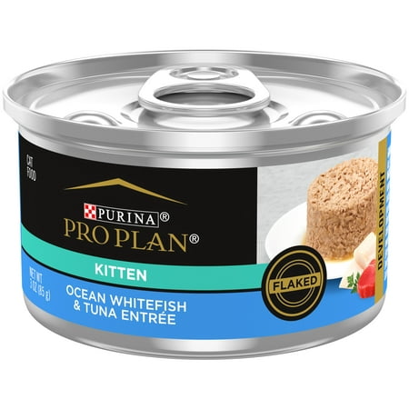 Purina Pro Plan Wet Cat Food for Kittens Ocean Whitefish Tuna, 3 oz Cans (24 Pack)