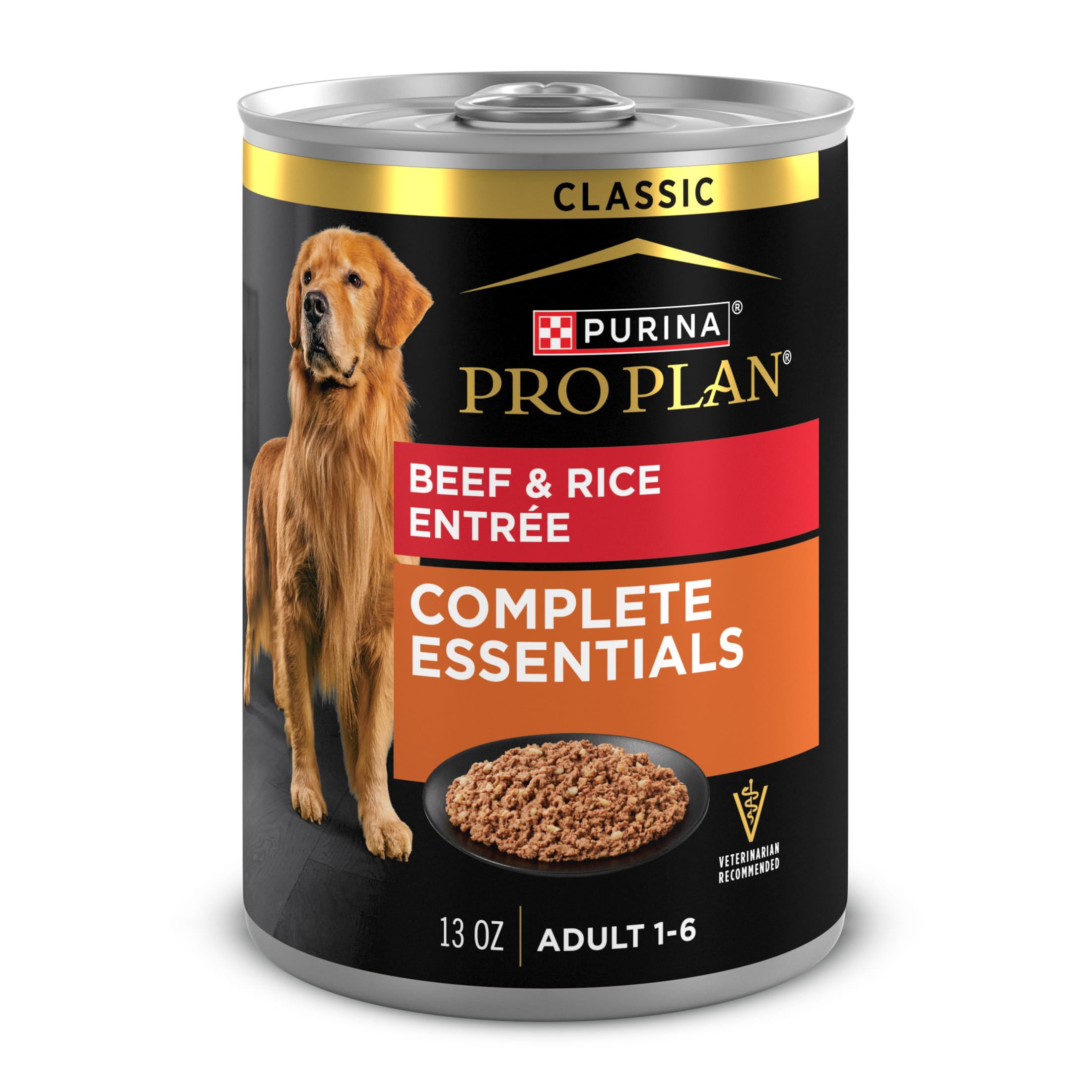Purina Pro Plan Complete Essentials Classic Wet Dog Food Pate Beef and Rice Entree 13 oz Cans 12 Pack Walmart