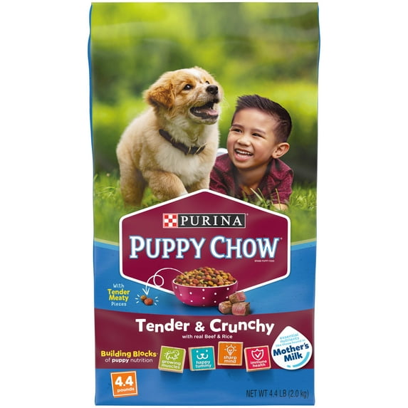 Purina Puppy Chow Tender and Crunchy Real Beef Dry Puppy Food, 4.4 lb Bag