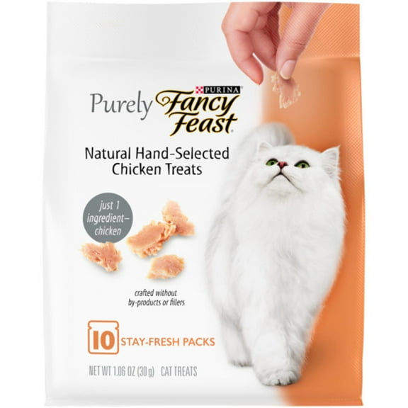 Purina Purely Fancy Feast Natural Hand Selected Chicken Treats for Cats, 1.06 oz (5 Pack)