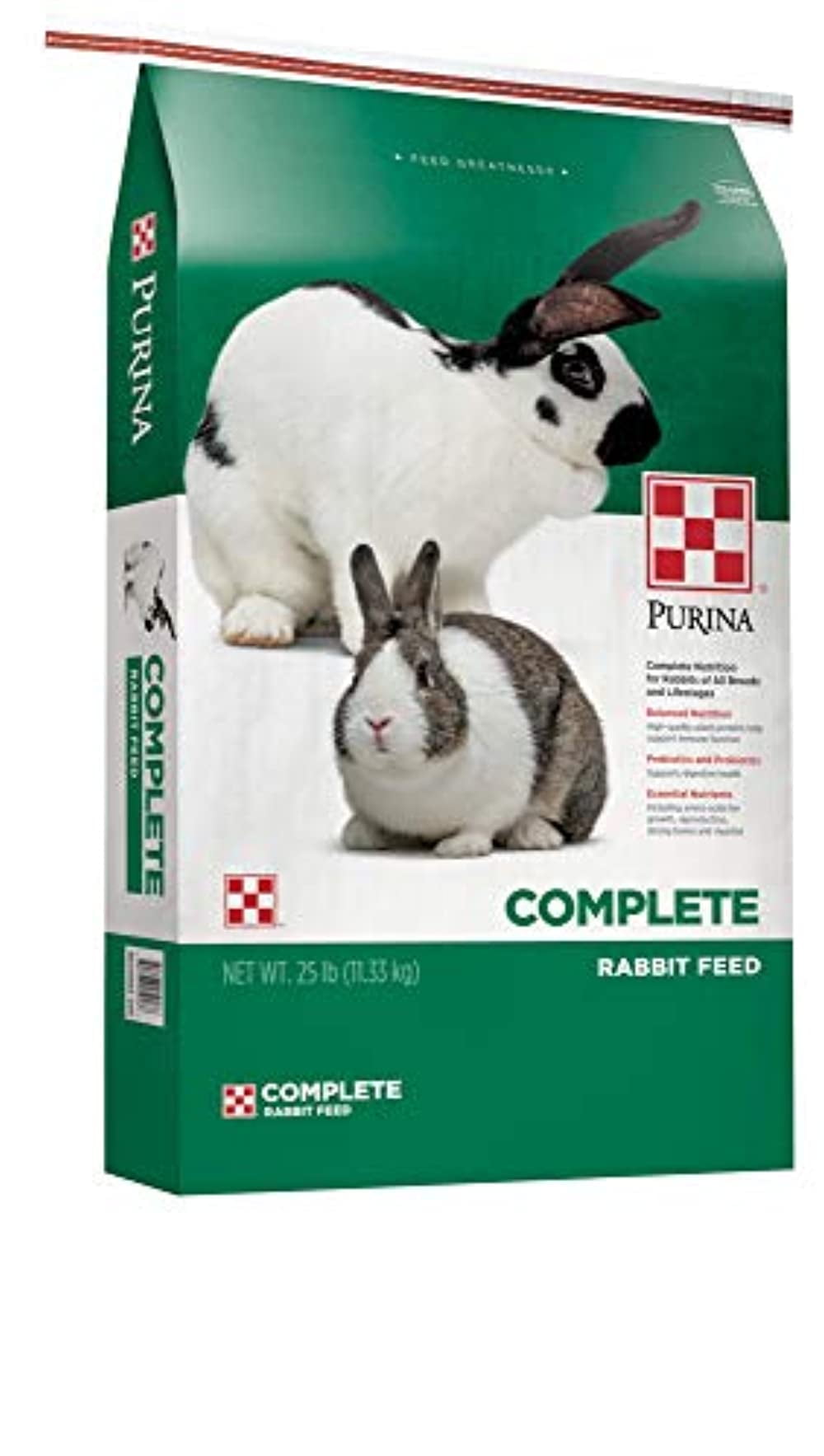 Purina Rabbit Food, Complete Pellets, Alfalfa-Based, High Fiber, 25 lb ...