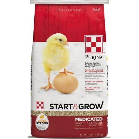 Purina Start and Grow Medicated Crumbles Poultry Feed, 25 lb.