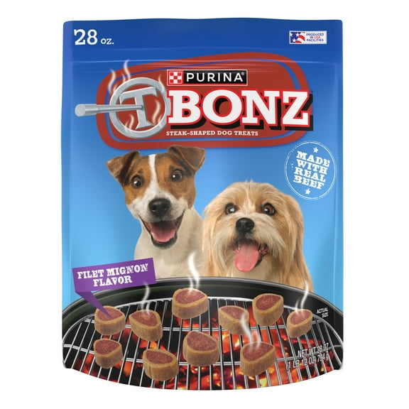 Purina T-Bonz Dog Treats with Filet Mignon Flavor & Real Beef Chews, 28 oz Pouch