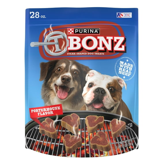 Purina T-Bonz Dog Treats with Porterhouse Flavor & Real Beef Chews, 28 oz Pouch