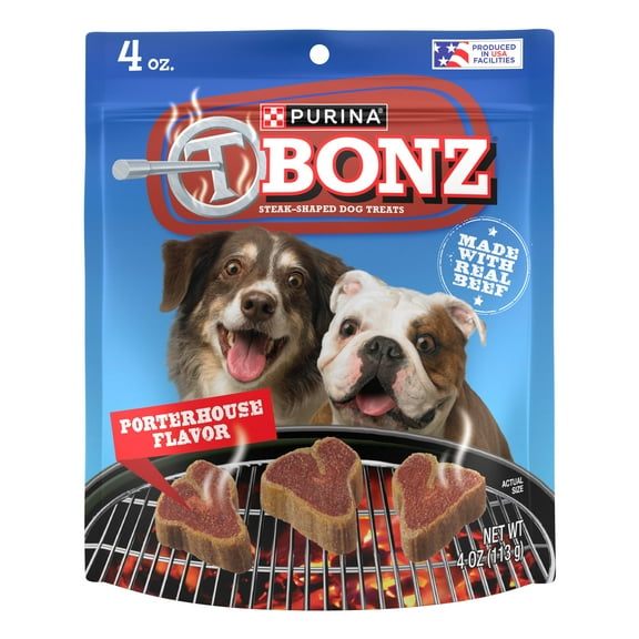 Purina T-Bonz Dog Treats with Porterhouse Flavor & Real Beef Chews, 4 oz Pouch