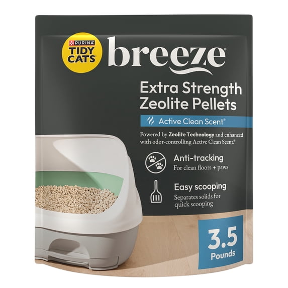 Purina Tidy Cats Breeze Zeolite Pellet Cat Litter Refill, Active Clean Scent, 3.5 lb Pouch