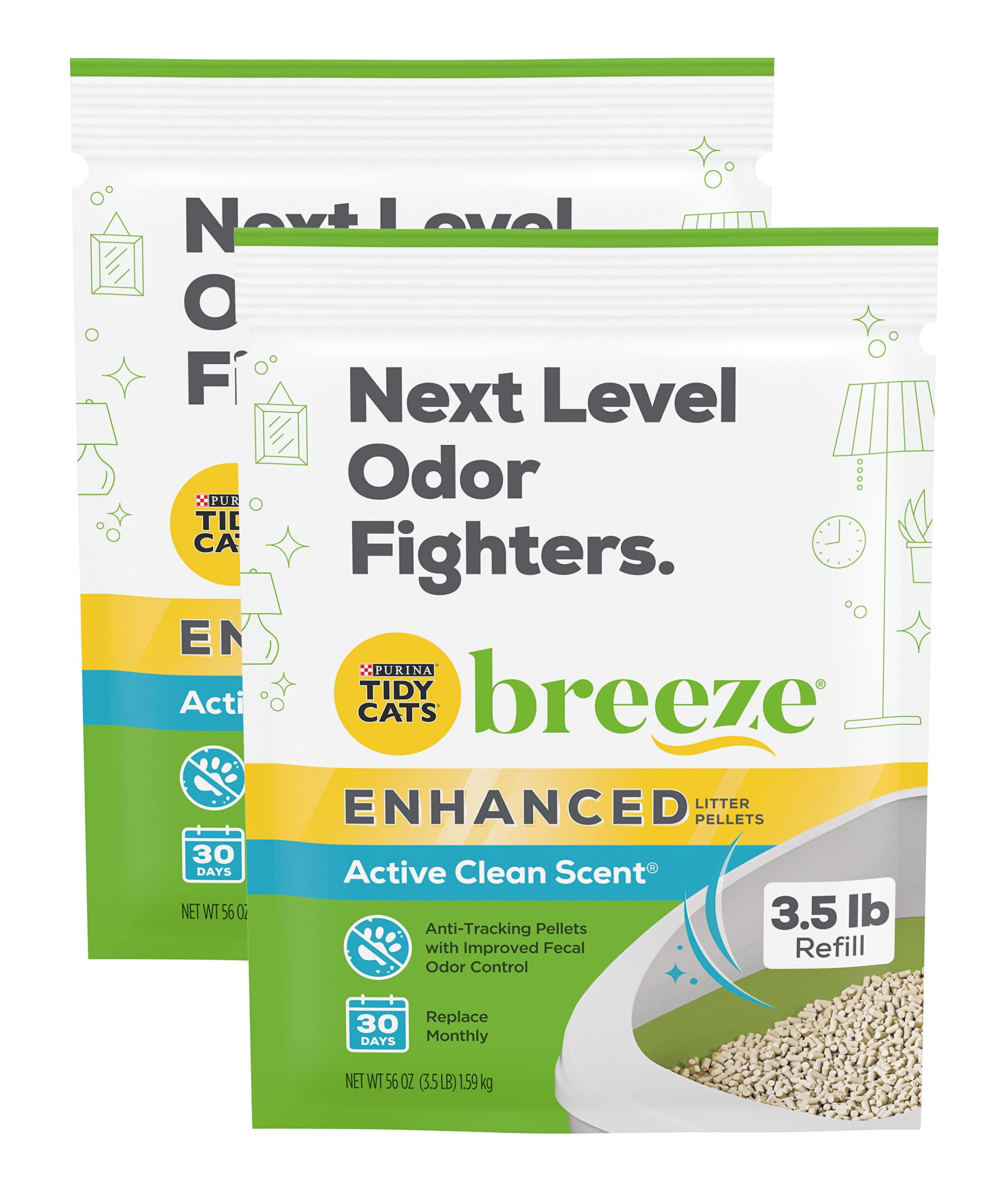 Purina Tidy Cats Breeze Litter Pellets, Enhanced Litter Pellets 3.5 lb (Pack of 2) C80