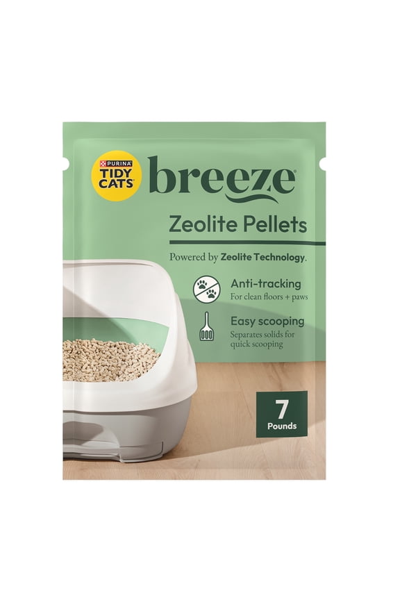 Purina Tidy Cats Breeze Unscented 99.9 Percent Dust Free, Multi Cat, Zeolite Pellet Cat Litter Refill