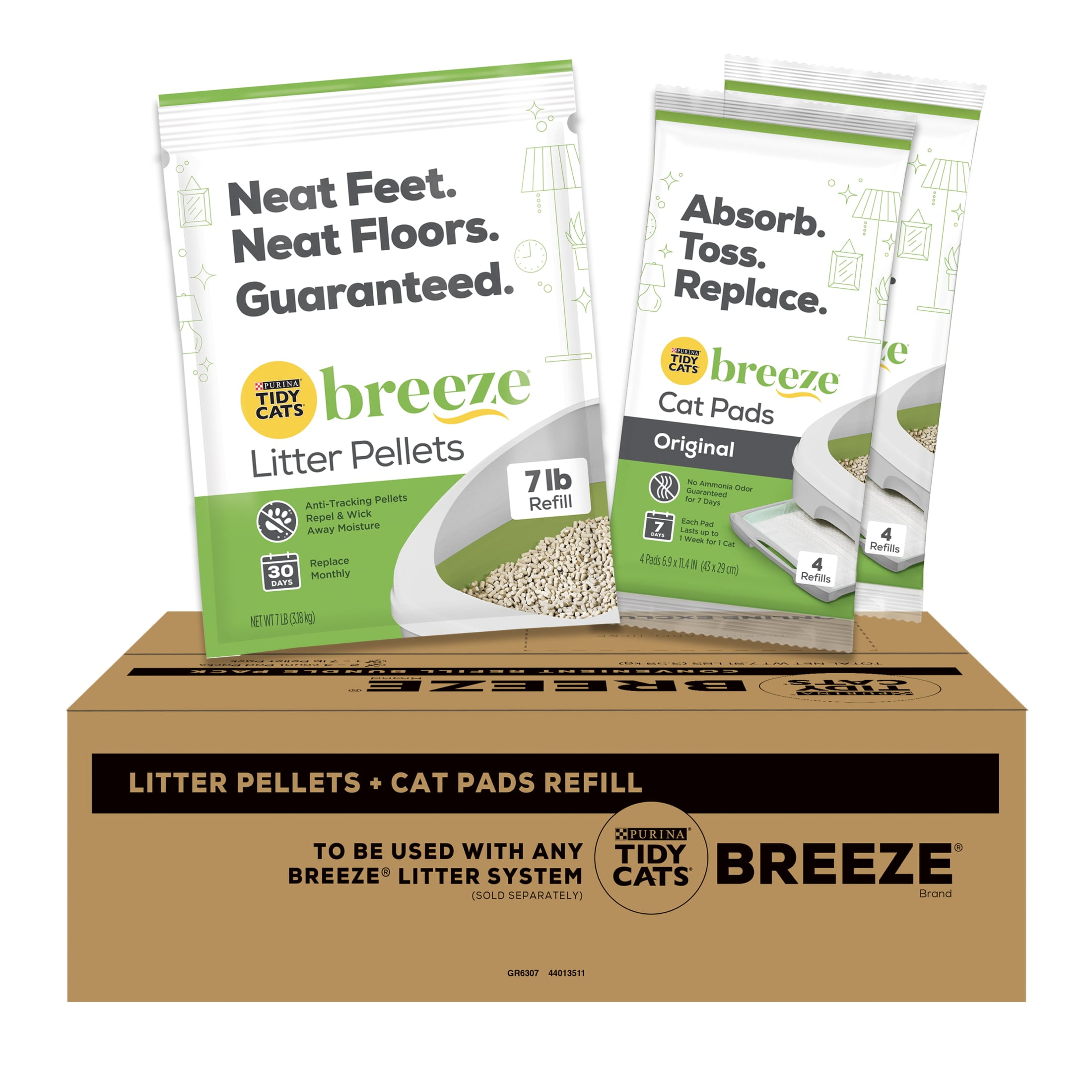 Purina Tidy Cats Breeze Non Clumping Cat Litter Pellets, Low Dust, Odor Control, (8) 7 lb. Pouch