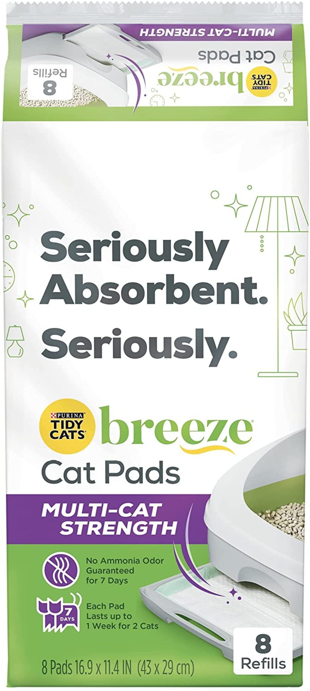 Purina Tidy Cats Cat Litter Accessories, BREEZE Pads Refill Pack Multi Cat Litter - 8 ct. Bag