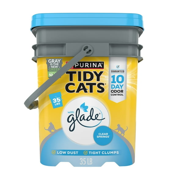 Purina Tidy Cats Clumping Low Dust Cat Litter, Glade Clear Springs Scent, 35 lb Pail