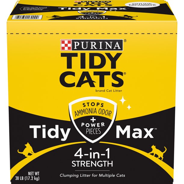 Purina Tidy Cats Clumping Cat Litter, Tidy Max 4 in 1 Strength Multi Cat Litter, 38 lb. Box