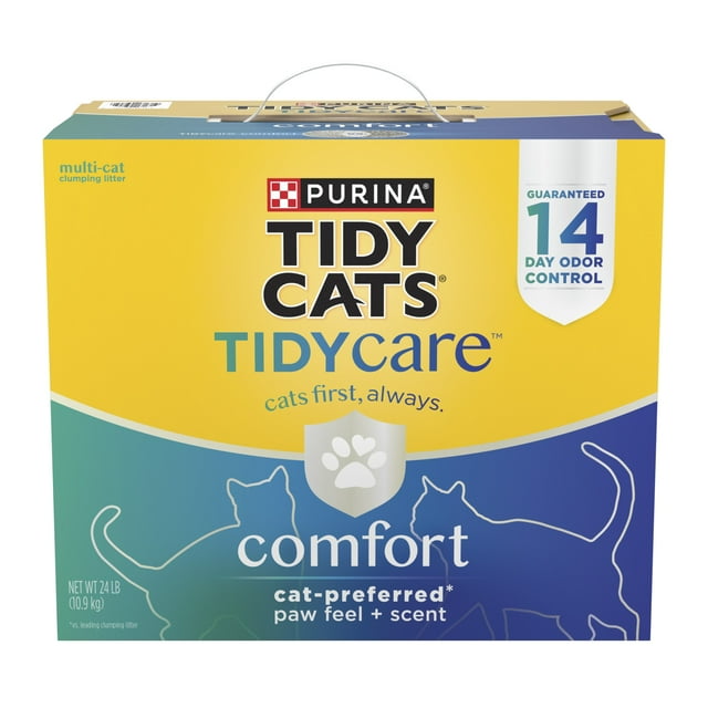 Purina Tidy Cats Comfort Clumping Cat Litter, Scented, Low Dust, Scoopable, 24 lb. Box