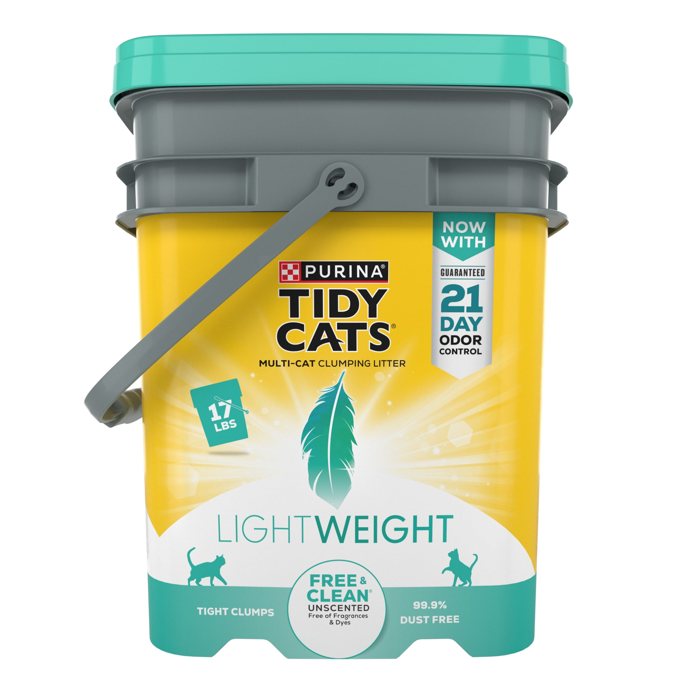 Purina Tidy Cats LightWeight Clumping Cat Litter, Unscented, Low Dust, Odor Control, 17 lb. Pail