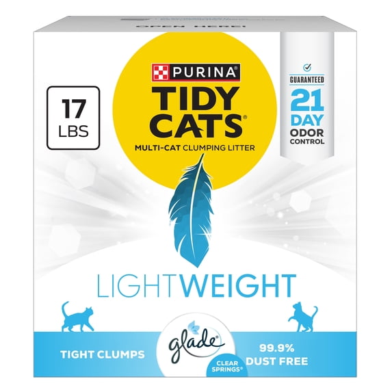 Purina Tidy Cats LightWeight Clumping Cat Litter, Glade Clear Springs Scent, 17 lb Box
