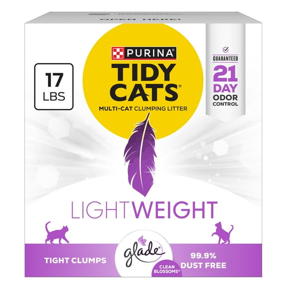 Purina Tidy Cats LightWeight Clumping Cat Litter, Glade Clean Blossoms Scent, 17 lb Box