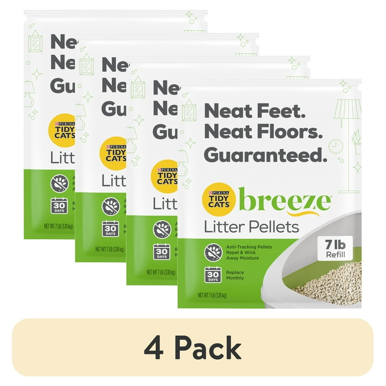 4 pack Purina Tidy Cats Breeze Non Clumping Cat Litter Pellets Low Dust Odor Control 7 lb. Pouch Walmart