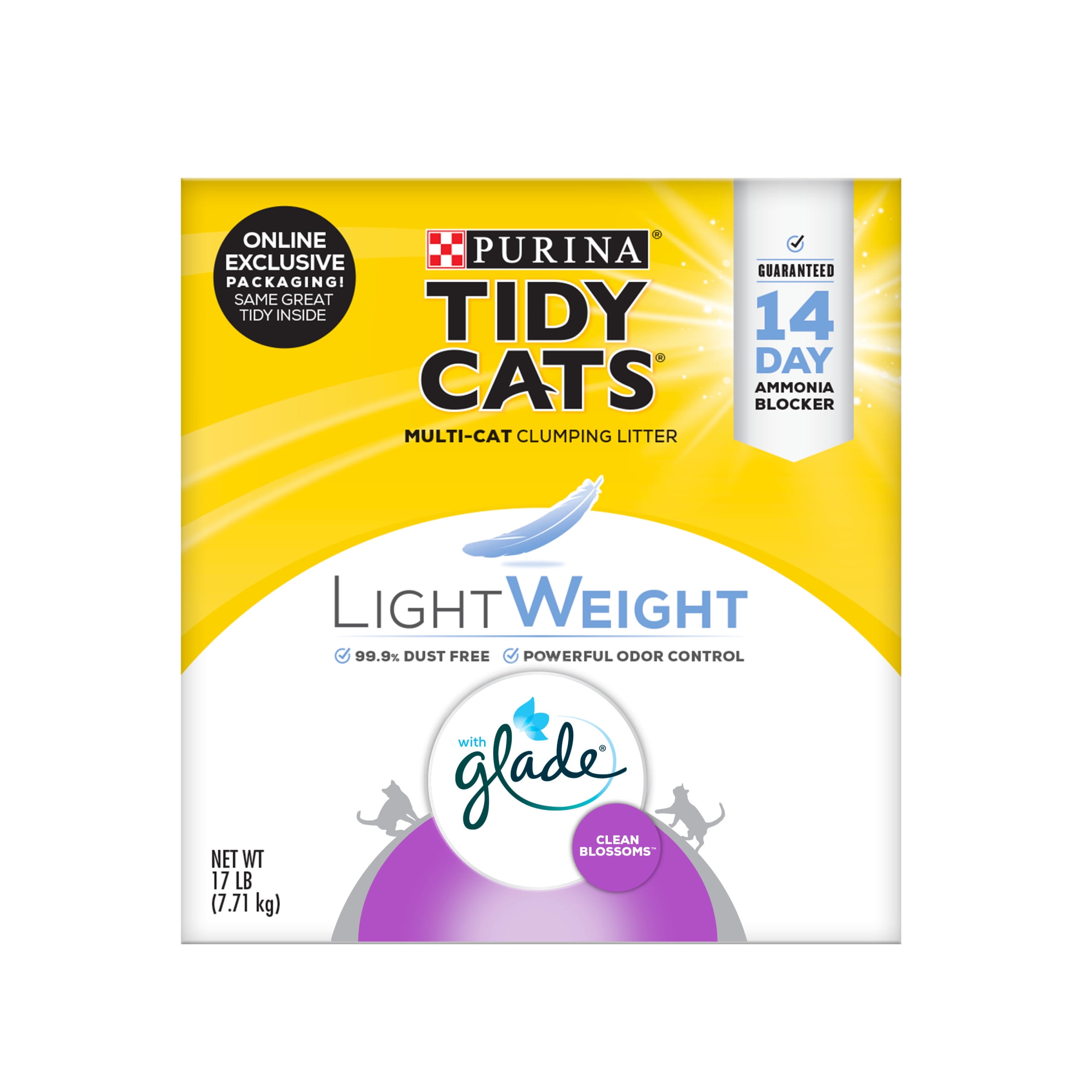 Purina Tidy Cats Low Dust, Multi Cat, Clumping Cat Litter, LightWeight Glade Clean Blossoms, 17 lb. Box