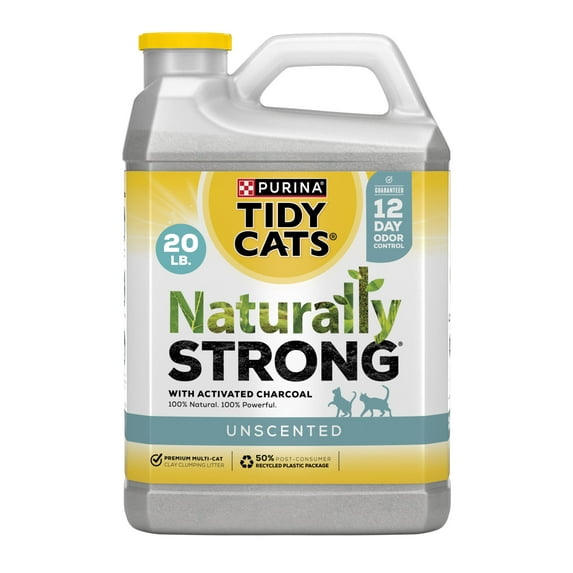Purina Tidy Cats Naturally Strong Clumping Cat Litter, Unscented, 20 lb Jug