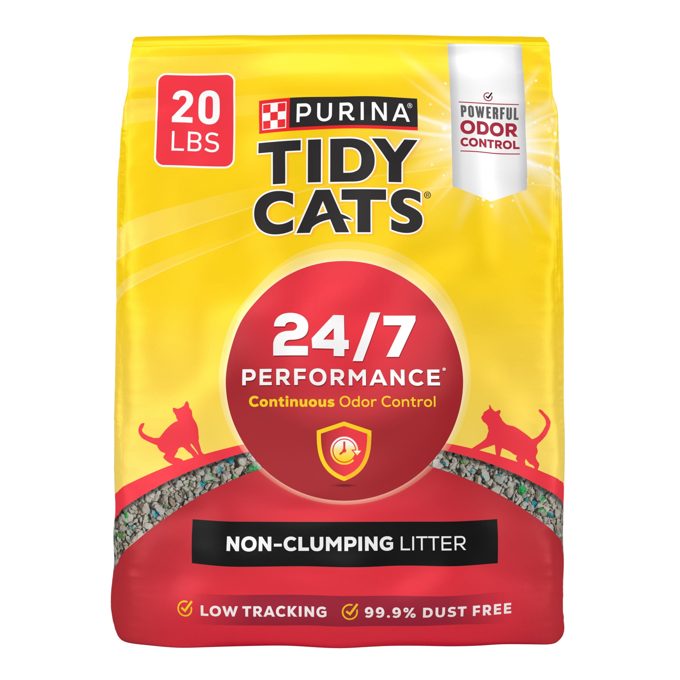 Purina Tidy Cats Non Clumping Cat Litter, 24/7 Performance Multi Cat Litter Odor Control Formula, 20 lb Bag
