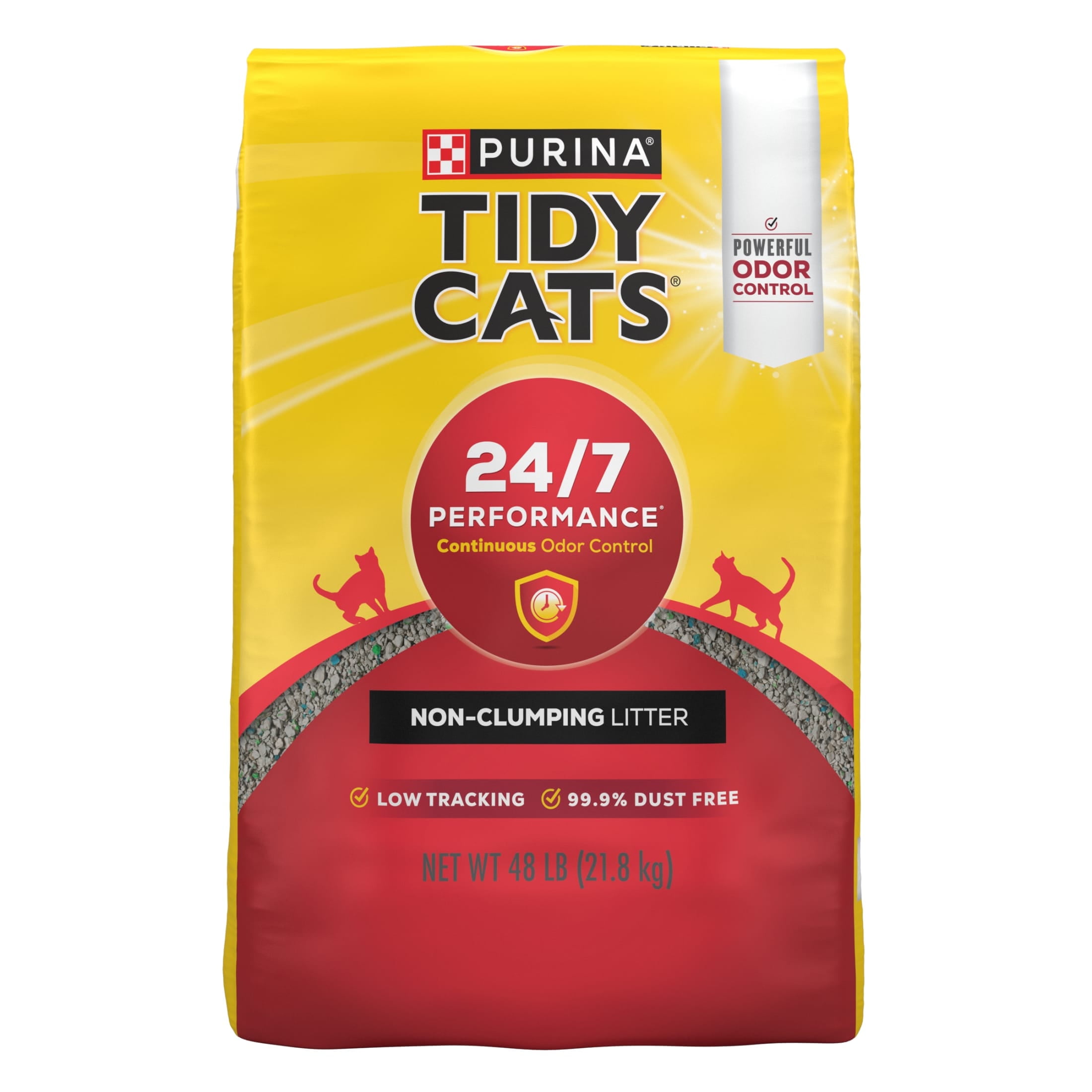Purina Tidy Cats Non-Clumping Cat Litter, 24/7 Performance Multi Cat Litter Odor Control Formula, 48 lb Bag