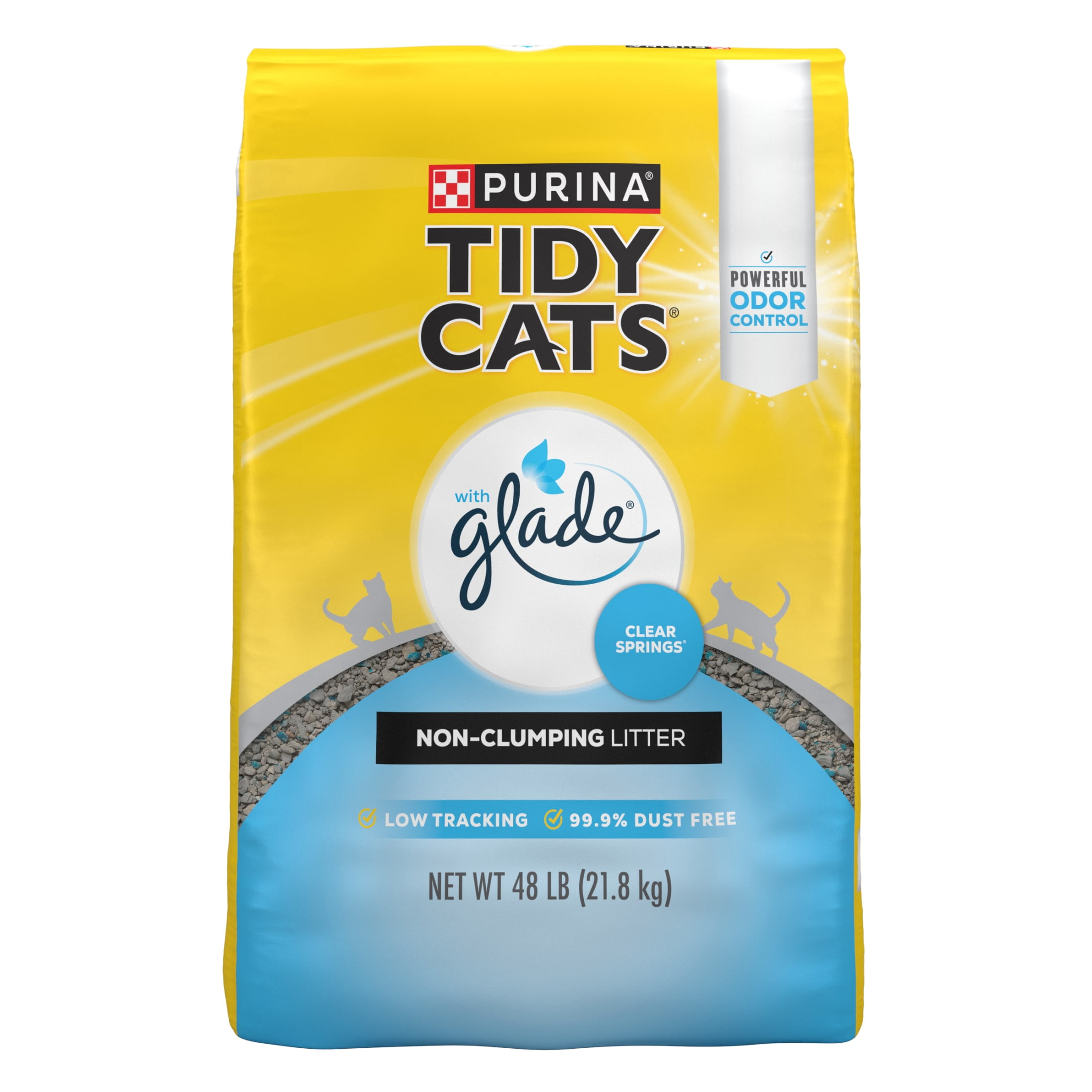 Purina Tidy Cats Non-Clumping Odor Control Cat Litter, Glade Clear Springs Scent, 48 lb Bag