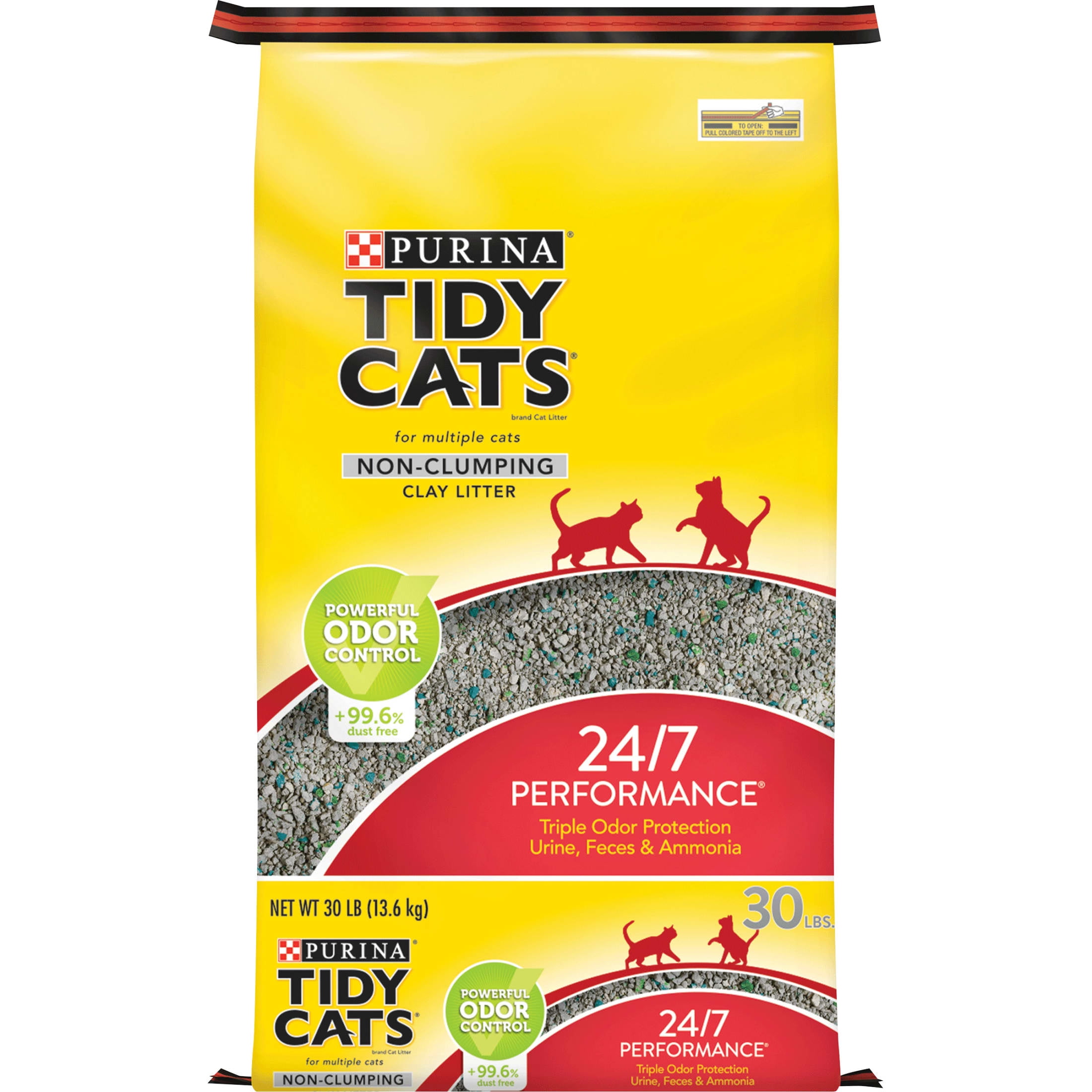 Purina Tidy Cats Non-Clumping Litter, 24/7 Performance Odor Control Formula, 30 lb Box