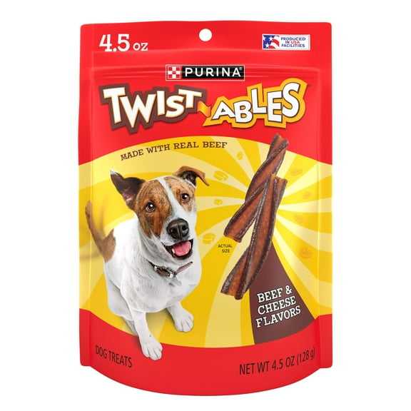 Purina Twist-Ables Dog Treats with Real Beef & Cheese Flavors Chews, 4.5 oz Pouch