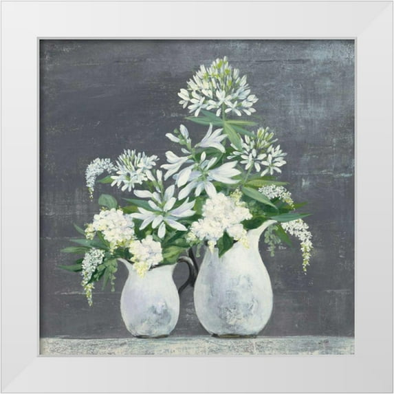 Purinton, Julia 12x12 White Modern Wood Framed Museum Art Print Titled - Later Summer Bouquet III White Vase