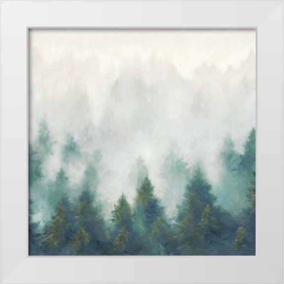 Purinton, Julia 12x12 White Modern Wood Framed Museum Art Print Titled - Misty Forest Blush Sq