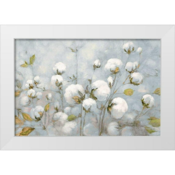Purinton, Julia 14x11 White Modern Wood Framed Museum Art Print Titled - Cotton Field Blue Gray