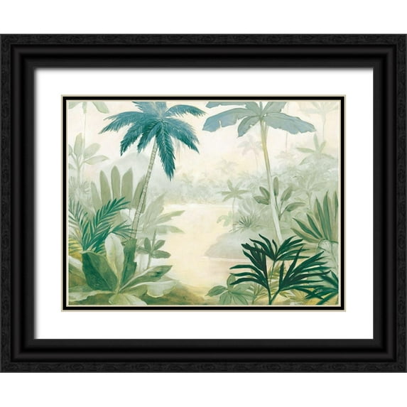 Purinton, Julia 14x12 Black Ornate Wood Framed with Double Matting Museum Art Print Titled - Palm Lagoon Blue