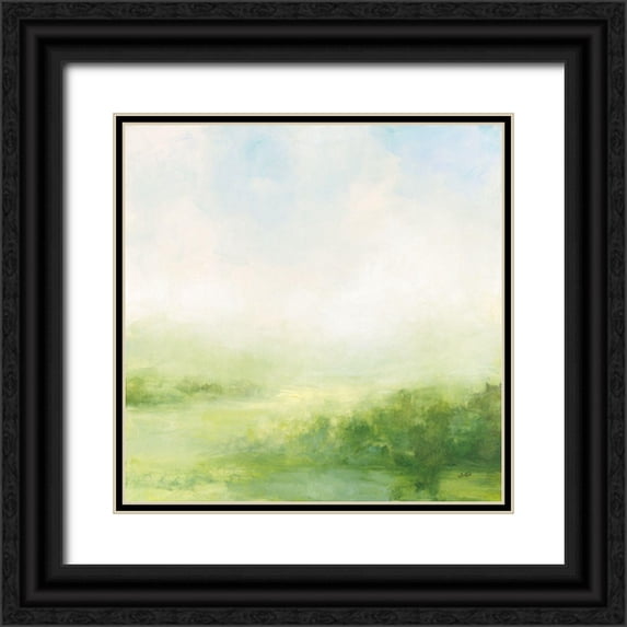 Purinton, Julia 20x20 Black Ornate Wood Framed with Double Matting Museum Art Print Titled - Fields of Green II