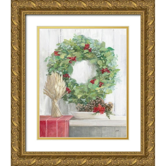 Purinton, Julia 20x24 Gold Ornate Wood Framed with Double Matting Museum Art Print Titled - Natural Christmas II