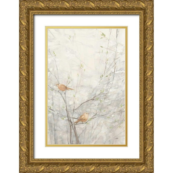 Purinton, Julia 23x32 Gold Ornate Wood Framed with Double Matting Museum Art Print Titled - Birds in Trees II Brown