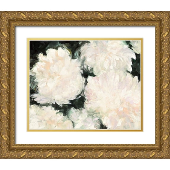 Purinton, Julia 24x20 Gold Ornate Wood Framed with Double Matting Museum Art Print Titled - Blushing Summer I on Black