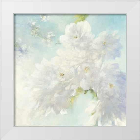 Purinton, Julia 26x26 White Modern Wood Framed Museum Art Print Titled - Pear Blossoms Bright