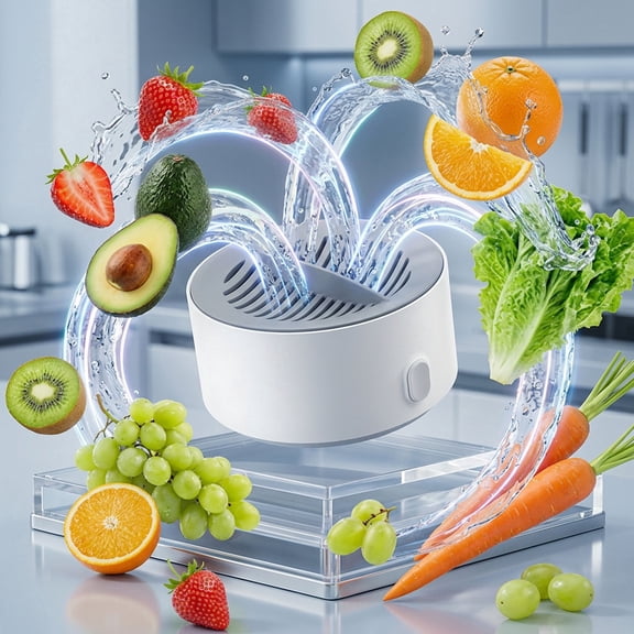 Puriproduce Vegetable Cleaner, Puriproduce Produce Cleaner, Hands-Free Fruit and Vegetable Washing with Compact Countertop Design, Easy to Operate and Easy to Clean, For Washing Fruits and Vegetables