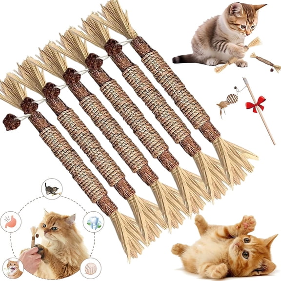 Puriq Natural Silvervine Dental Sticks, Silvervine Sticks for Cats, Interactive Cat Chew Stick for Teeth Cleaning, Scratch & Bite Resistant, for Indoor Kitty Fresh Breath, Healthy Teeth (6-StyleA)