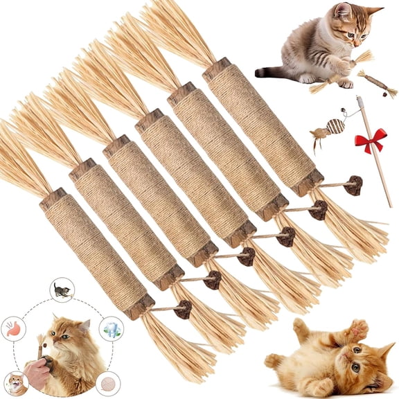 Puriq Natural Silvervine Dental Sticks, Silvervine Sticks for Cats, Interactive Cat Chew Stick for Teeth Cleaning, Scratch & Bite Resistant, for Indoor Kitty Fresh Breath, Healthy Teeth (6-StyleB)