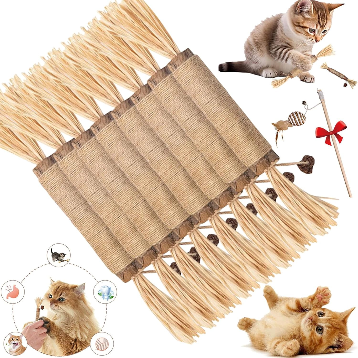 Puriq Natural Silvervine Dental Sticks, Silvervine Sticks for Cats, Interactive Cat Chew Stick for Teeth Cleaning, Scratch & Bite Resistant, for Indoor Kitty Fresh Breath, Healthy Teeth (8-StyleB)