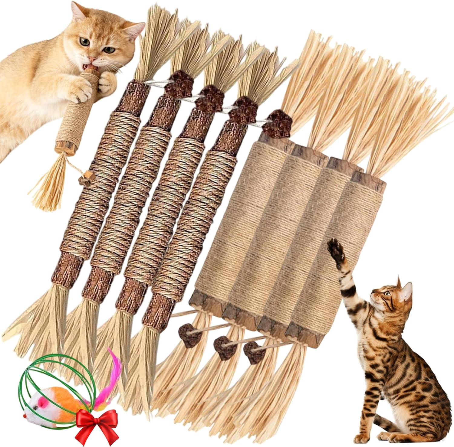 Puriq Natural Silvervine Dental Sticks, Silvervine Sticks for Cats, Interactive Kitten Chew Playthings, Natural Chew Stick for Dental Care Teeth Cleaning & Calm Stress, for Indoor Cats (8PCS, Mix)