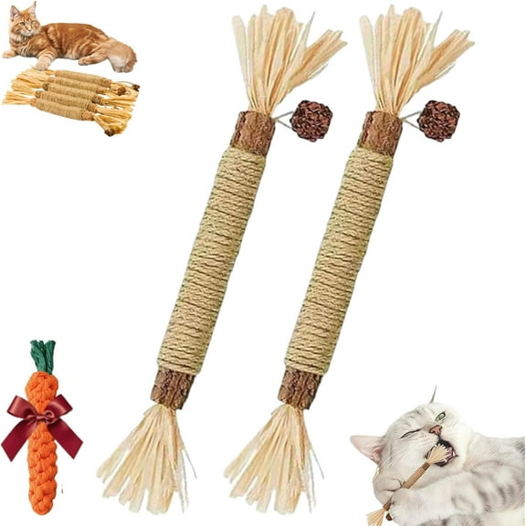 Puriq Natural Silvervine Dental Sticks, Silvervine Sticks for Cats, Natural Cat Chew Stick, Kittens Chew Toys for Teeth Cleaning, for Indoor Cats& Kittens (2PCS)