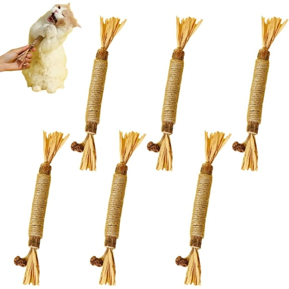 Puriq Natural Silvervine Dental Sticks, Silvervine Sticks for Cats, Raffia Cat Chew Toy for Cats, CatsTeething Toys, Cat DentalCare, CatsChew Toy for Teeth Cleaning (6pcs)