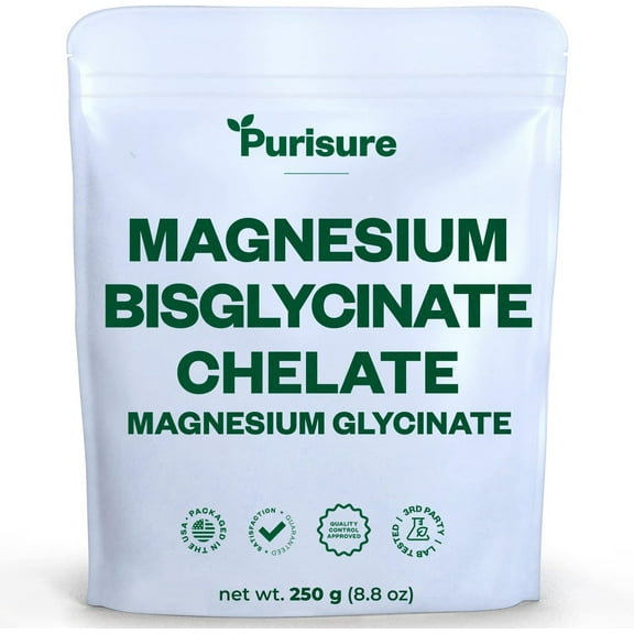 Purisure Magnesium Bisglycinate Chelate Powder 250g Supplement for Bone, Muscle, Energy & Relaxation