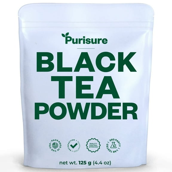 Purisure Strong Black Tea Powder 125g, Tea with No Sugar, Drinks Made to Boost Energy, 125 Servings