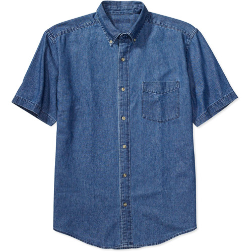 Puritan Big Men's Denim ShortSleeve ButtonDown ￂﾠShirt