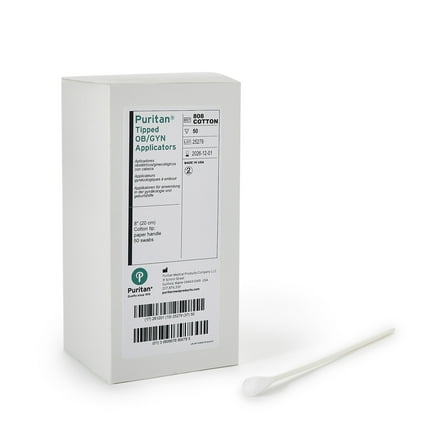 Puritan OB/GYN Swab NonSterile 8 Inch Length Paper Shaft / Cotton Swab 808 COTTON 10 Box(s) 50 /Box