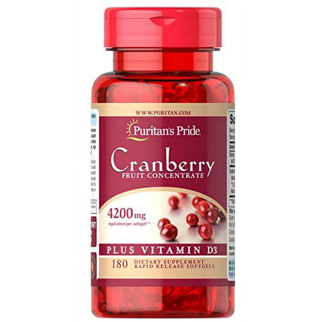 Puritan's Pride Cranberry Fruit Concentrate Plus Vitamin D3180 Softgels